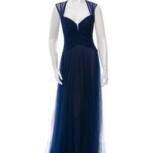 Monique Lhuillier Navy Tulle Gown Size 4